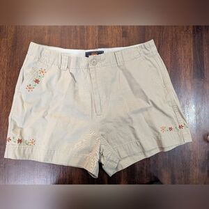 Route 66 Floral Embroidered Beige Shorts Women's Size 14 EUC